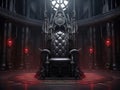 Decorated empty throne hall. Black throne.