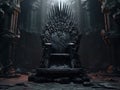 Decorated empty throne hall. Black throne.