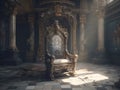 Decorated empty throne room. abandoned castle. Royalty Free Stock Photo