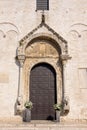 Decorated entrance to the Basilica of Saint Nicholas in Bari Royalty Free Stock Photo