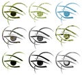 Set of Decorated eyes in different styles Royalty Free Stock Photo