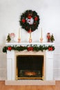 Decorated fireplace for christmas Royalty Free Stock Photo