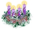 Decorated floral Advent wreath with four advent candles Royalty Free Stock Photo