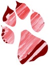 Decorated footprint of feline isolated