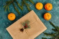 decorated gift box near ripe mandarins