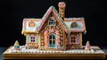 Decorated gingerbread house with candy and icing Royalty Free Stock Photo