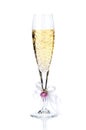 Decorated Glass of champagne isolated on white background