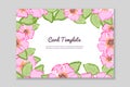 Decorated greeting Card template with floral motif, dogrose flowers decoration. Vector illustration Royalty Free Stock Photo