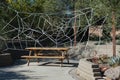 Halloween decorations spider web picnic table