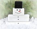 Decorated handmade wooden snowman