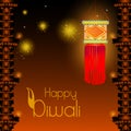 Decorated hanging Kandil lantern for Happy Diwali festival holiday celebration of India greeting background