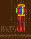 Decorated hanging lamp for Diwali celebration