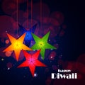 Decorated hanging lamp for Happy Diwali festival holiday celebration of India greeting background