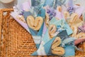 Decorated heart shaped Butterfly Cracker In the rattan basket