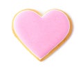 Decorated heart shaped cookie on white background Royalty Free Stock Photo