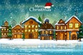 Decorated house on Happy Winter celebration greeting background for Merry Christmas