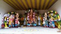 Decorated idols of Hindu gods & goddesses during `Durga Puja` festival.