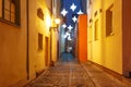 Night street in the Old Town of Riga, Latvia Royalty Free Stock Photo