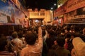 Decorated and illuminated street during Durga puja festival night