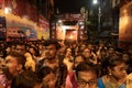 Decorated and illuminated street during Durga puja festival night