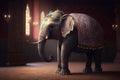 Decorated Indian elephant. Beautiful Elephant in tattoos and drawings. Generative AI Royalty Free Stock Photo