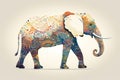 Decorated Indian elephant. Beautiful Elephant in tattoos and drawings. Illustration. Generative AI Royalty Free Stock Photo