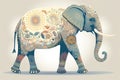 Decorated Indian elephant. Beautiful Elephant in tattoos and drawings. Illustration. Generative AI Royalty Free Stock Photo