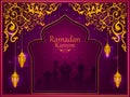 Decorated Islamic Arabic floral design for Ramadan Kareem background on Happy Eid festival