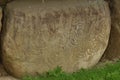 A decorated kerbstone at the neolithic tomb at Knowth Royalty Free Stock Photo