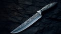 Custom Designed Knife On Black Surface: Mehmed Siyah-kalem Style