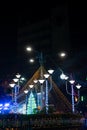 Decorated lights and Christmas celebration at illuminated Park street and Camac Street junction . Citizens enjoying with joy and Royalty Free Stock Photo