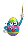 Decorated mascot easter egg stick teacher nerd glasses isolated