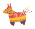 Decorated Mexican Pinata Llama as Colorful Toy Made of Papier-mache with Treats for Child Party Celebration Vector