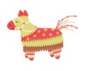 Decorated Mexican Pinata Llama as Colorful Toy Made of Papier-mache with Treats for Child Party Celebration Vector
