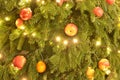 Decorated natural Christmas tree, greeting card Royalty Free Stock Photo