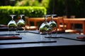 Decorated outdoor dining table Royalty Free Stock Photo