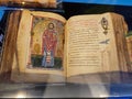 Decorated pages of the old Hebrew Bible, psalms and the testaments of Jesus Christ. Ancient hand written book of Vatican is now a