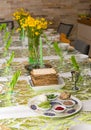 Decorated Passover Seder table in Tel Aviv, Israel Royalty Free Stock Photo