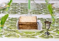 Decorated Passover Seder table in Tel Aviv, Israel Royalty Free Stock Photo