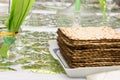 Decorated Passover Seder table in Tel Aviv, Israel Royalty Free Stock Photo