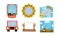 Decorated Photo Frames Vector Collection. Kids Borders For Pictures Royalty Free Stock Photo