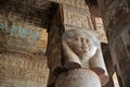 Decorated pillars and ceiling in Dendera temple, Egypt