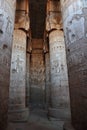 Decorated pillars and ceiling in Dendera temple, Egypt