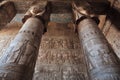 Decorated pillars and ceiling in Dendera temple, Egypt