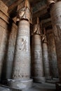 Decorated pillars and ceiling in Dendera temple, Egypt