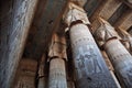Decorated pillars and ceiling in Dendera temple, Egypt