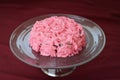 Decorated Pink Rose Frosting Cake On A Glass Plate