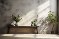 Decorated plants and flowers pots for bare cement and loft wall style. Home and hotel decoration idea design