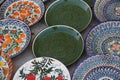 Decorated plates with uzbekistan national ornament
