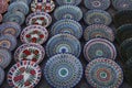 Decorated plates with uzbekistan national ornament